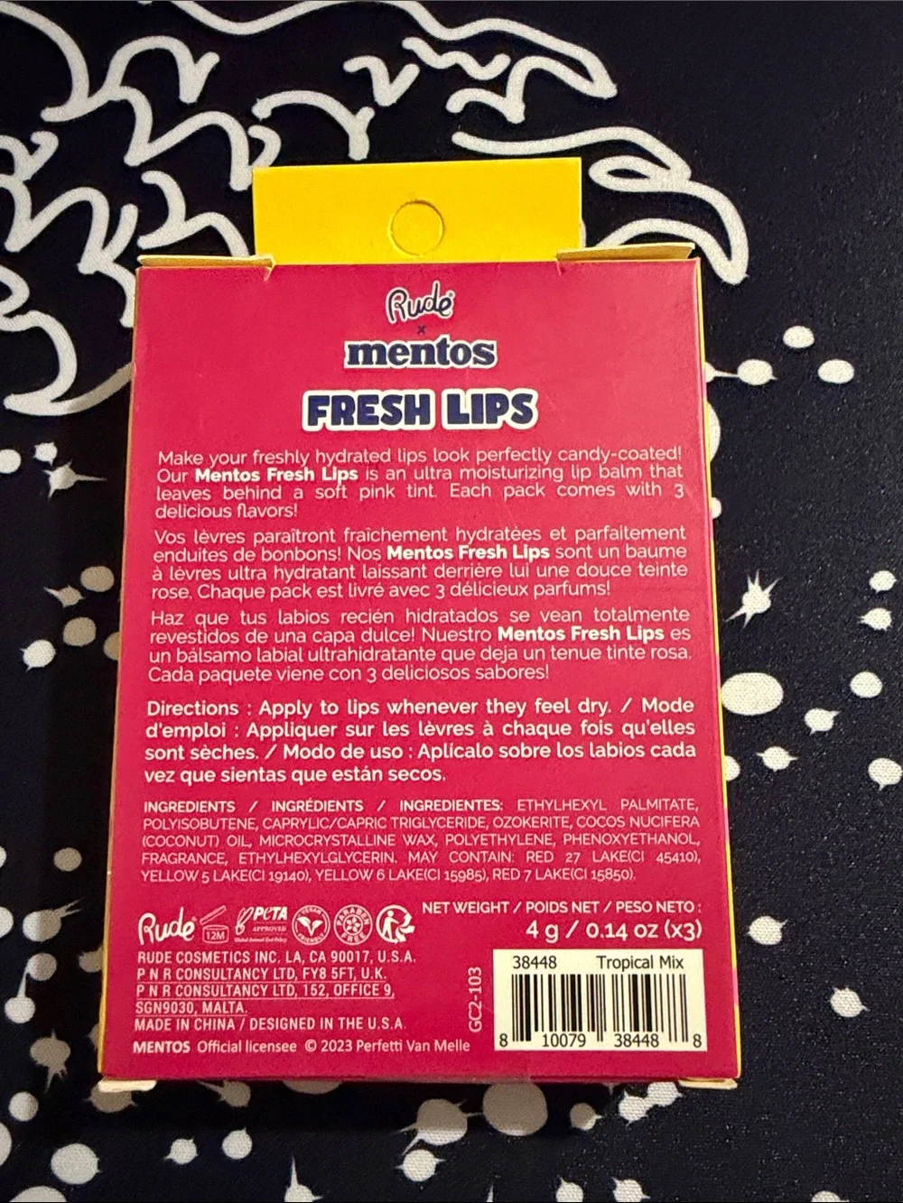 RUDE x Mentos Fresh Lips Variety Pack - Pink, Orange, Yellow